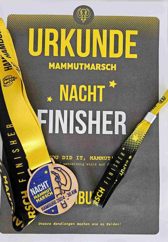 NACHTMAMMUT HAMBURG - Premiere – 30 KM - Urkunde